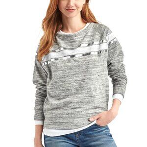 Gap Sweatshirt Womens Size Small Long Sleeve Yoke Striped Gray Silver